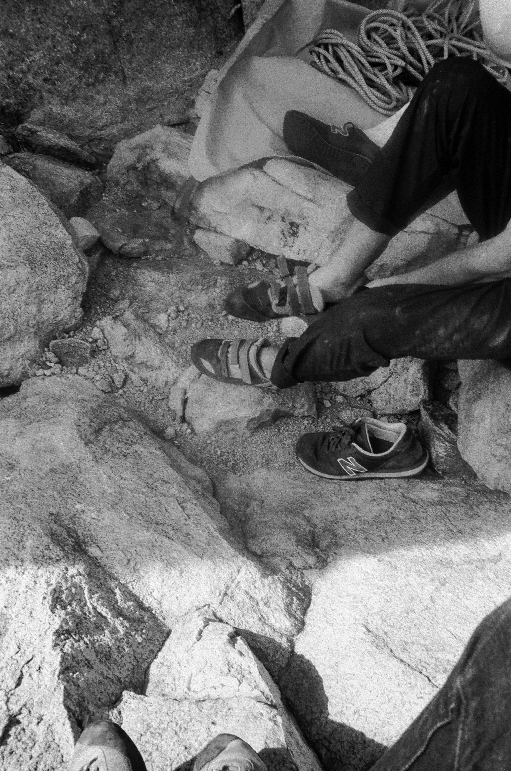 Getting ready to rock climb in Holcomb Valley