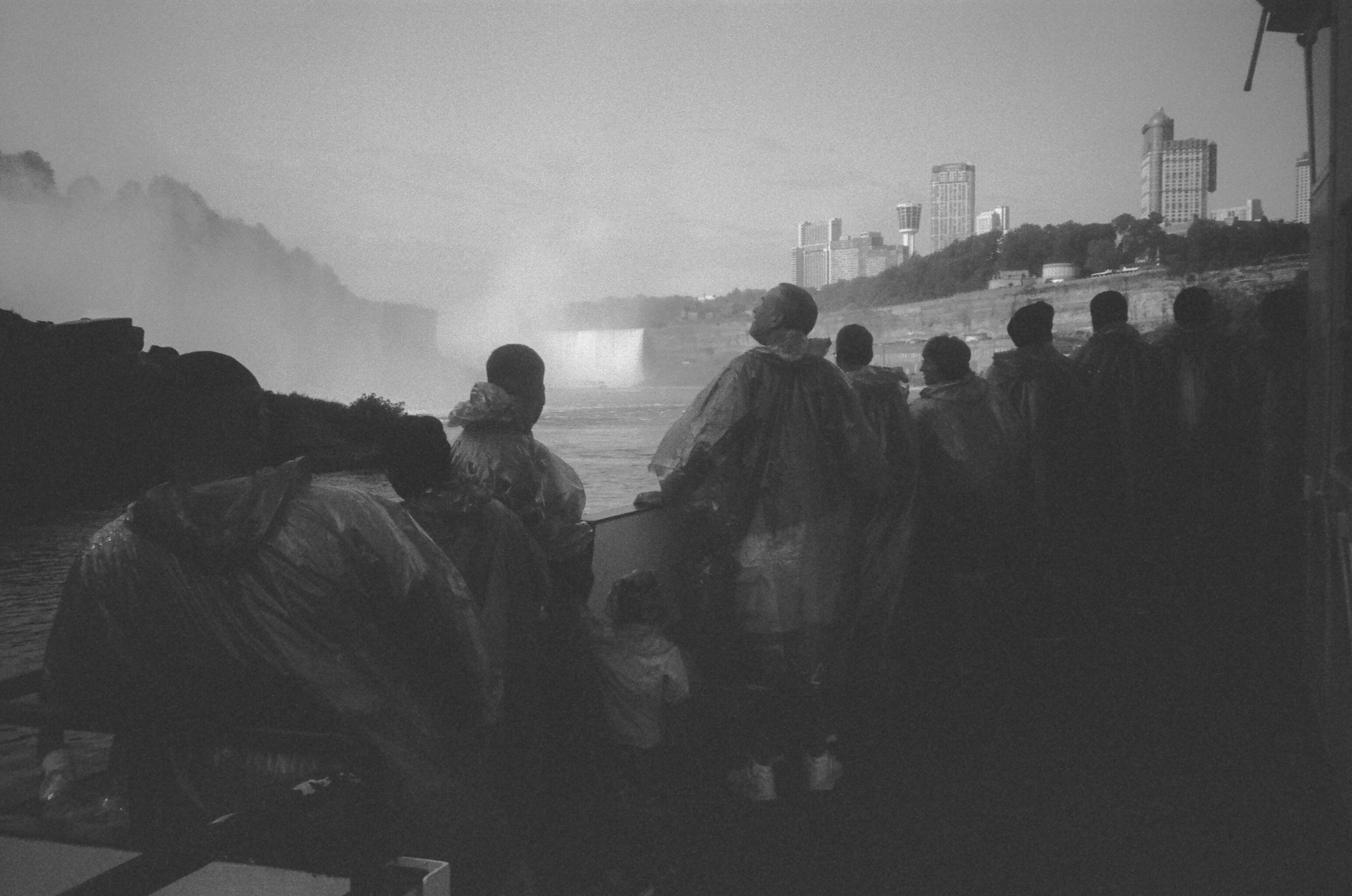 on the boat to head to the base of niagara falls