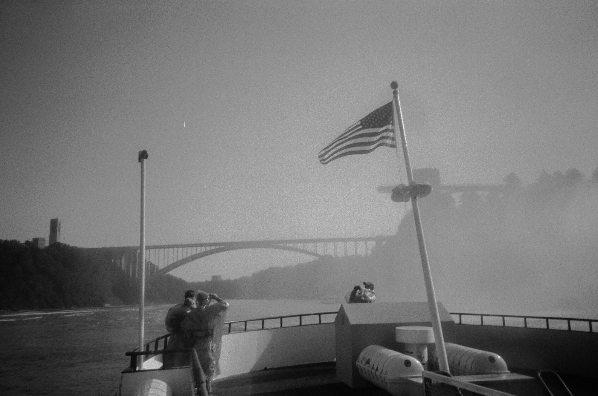 american flag at niagara falls
