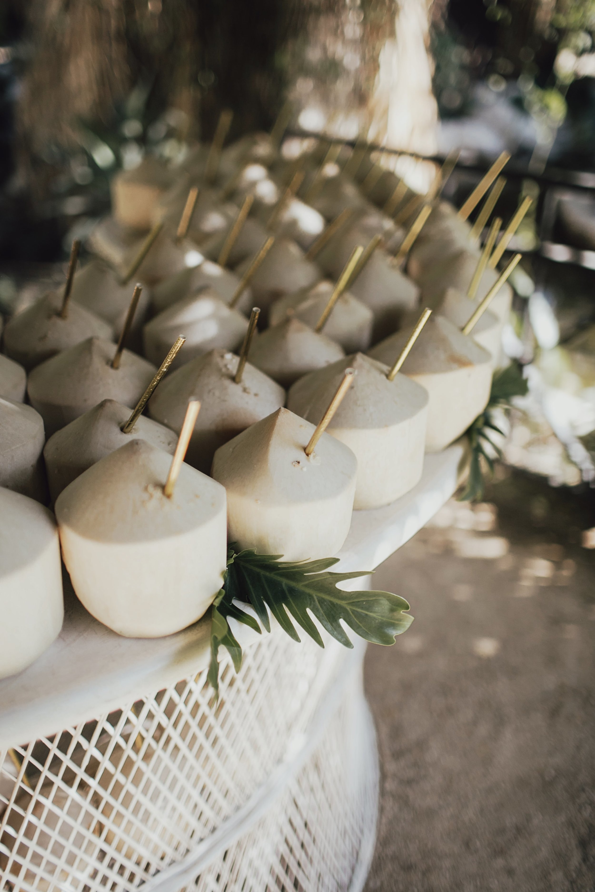 coconut refreshments for guests at the ceremony