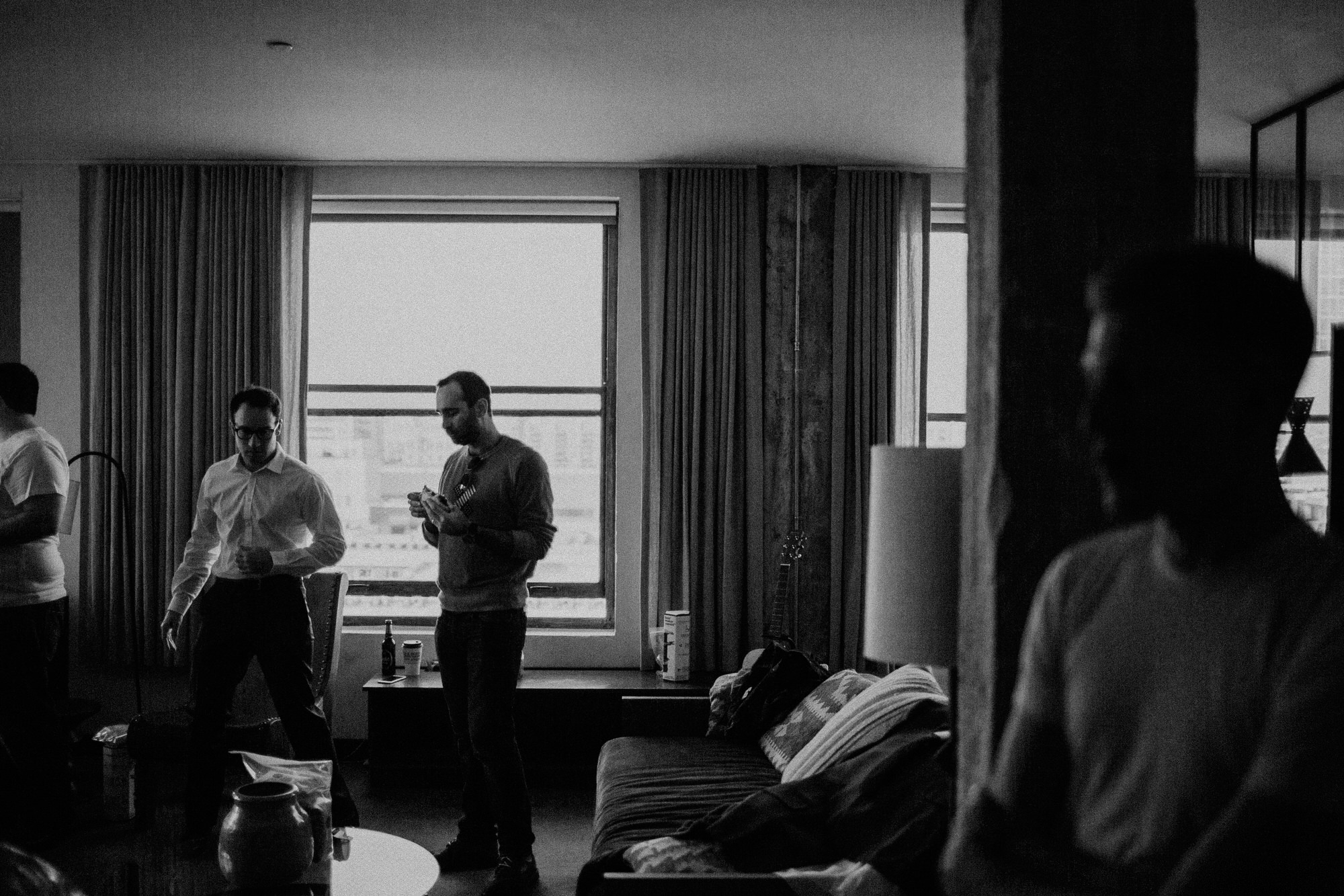 groomsmen getting ready at the ace