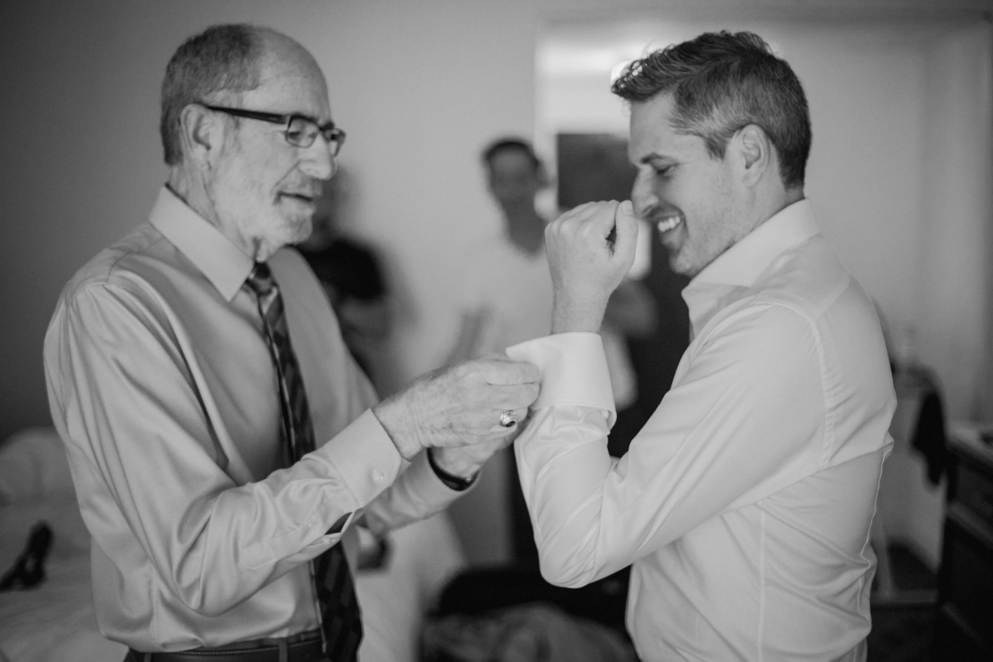 Andy putting on cuff links at the Ojai Valley Inn