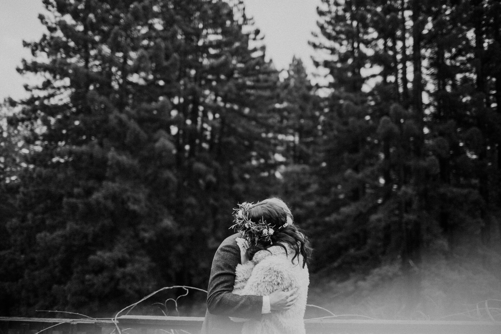 wedding first look in the forest