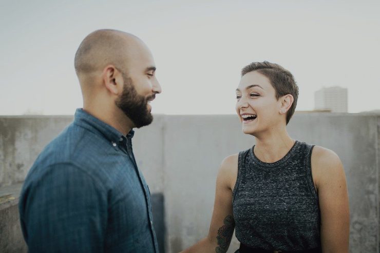 laughing engagement photography